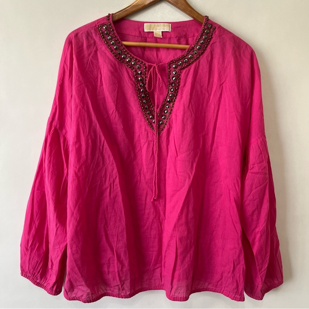 Michael Michael Kors Pink Beaded Blouse Top